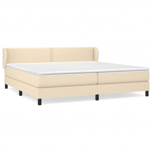 Cama box spring con colchón tela color crema 200x200 cm H