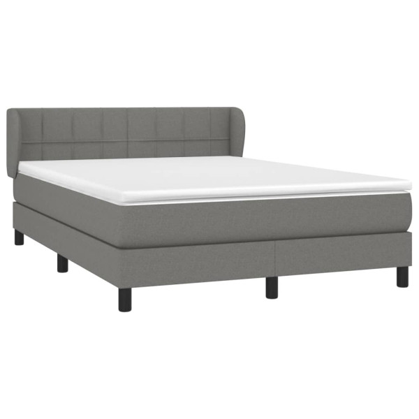 Cama box spring con colchón tela gris oscuro 140x190 cm M 3