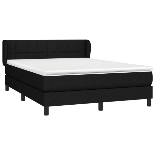 Cama box spring con colchón tela negro 140x200 cm M 3
