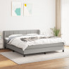Cama box spring con colchón tela gris claro 160x200 cm 1