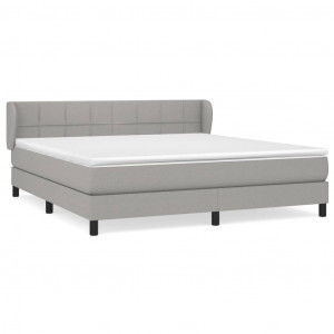 Cama box spring con colchón tela gris claro 160x200 cm H