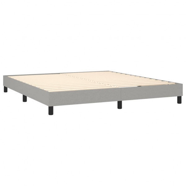 Cama box spring con colchón tela gris claro 160x200 cm M 4