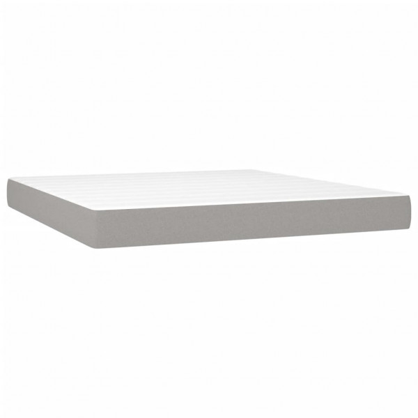 Cama box spring con colchón tela gris claro 160x200 cm M 5