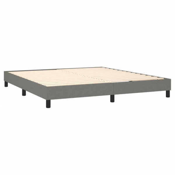Cama box spring con colchón tela gris oscuro 160x200 cm M 4