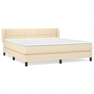 Cama box spring con colchón tela color crema 160x200 cm H