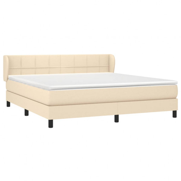Cama com molas/colchão 160x200 cm tecido cor creme M 3