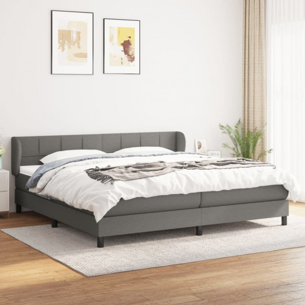 Cama box spring con colchón tela gris oscuro 200x200 cm D