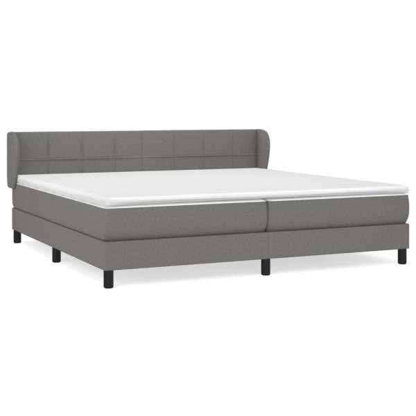 Cama box spring con colchón tela gris oscuro 200x200 cm M 2