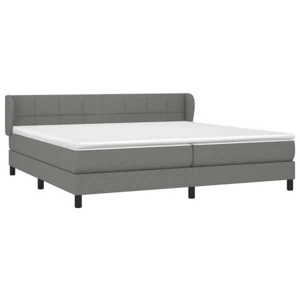 Cama box spring con colchón tela gris oscuro 200x200 cm M 3