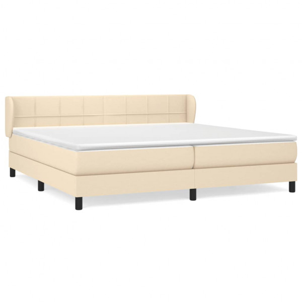 Cama com molas/colchão 200x200 cm tecido cor creme M 2