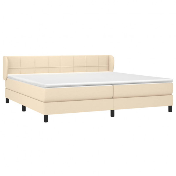 Cama box spring con colchón tela color crema 200x200 cm M 3