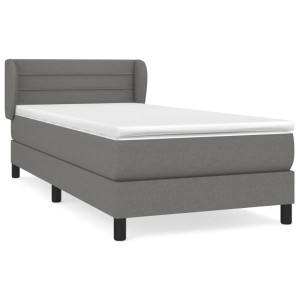Cama box spring con colchón tela gris oscuro 80x200 cm H
