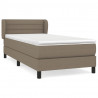 Cama box spring con colchón tela gris taupe 80x200 cm 2