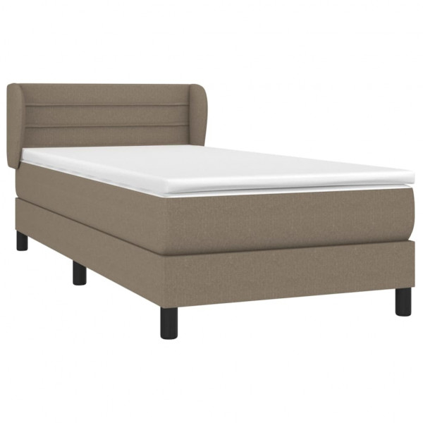 Cama box spring con colchón tela gris taupe 80x200 cm M 3
