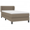Cama box spring con colchón tela gris taupe 80x200 cm 3