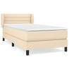 Cama box spring con colchón tela color crema 80x200 cm 2
