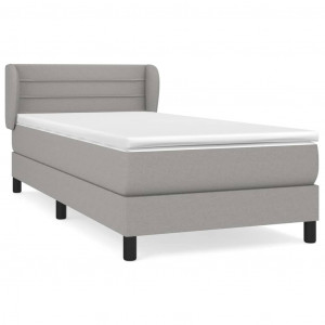 Cama box spring con colchón tela gris claro 90x200 cm H
