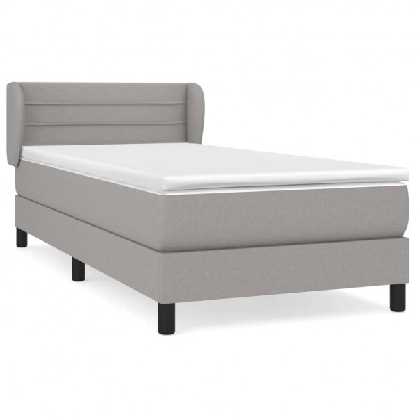 Cama box spring con colchón tela gris claro 90x200 cm M 2