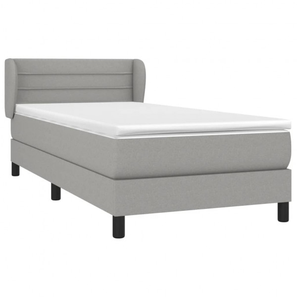 Cama box spring con colchón tela gris claro 90x200 cm M 3