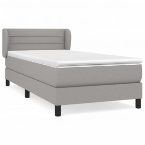 Cama box spring con colchón tela gris claro 100x200 cm H