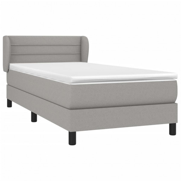 Cama box spring con colchón tela gris claro 100x200 cm M 3