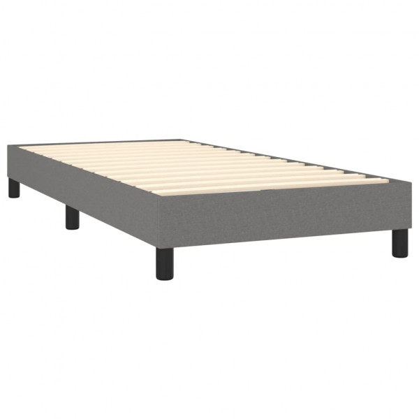Cama box spring con colchón tela gris oscuro 100x200 cm M 4