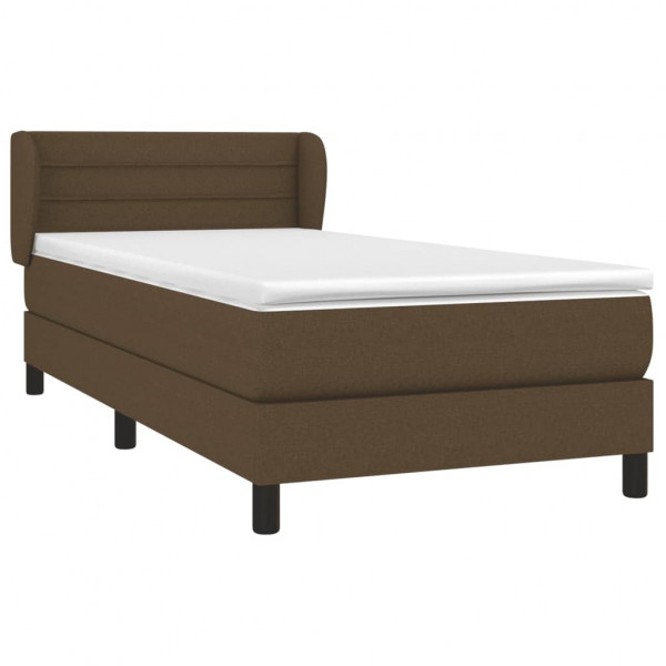 Cama box spring con colchón tela marrón oscuro 100x200 cm M 3