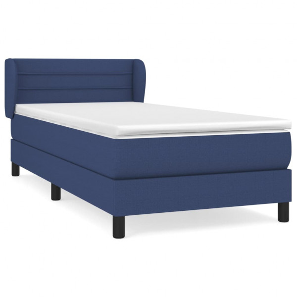 Cama box spring con colchón tela azul 100x200 cm M 2