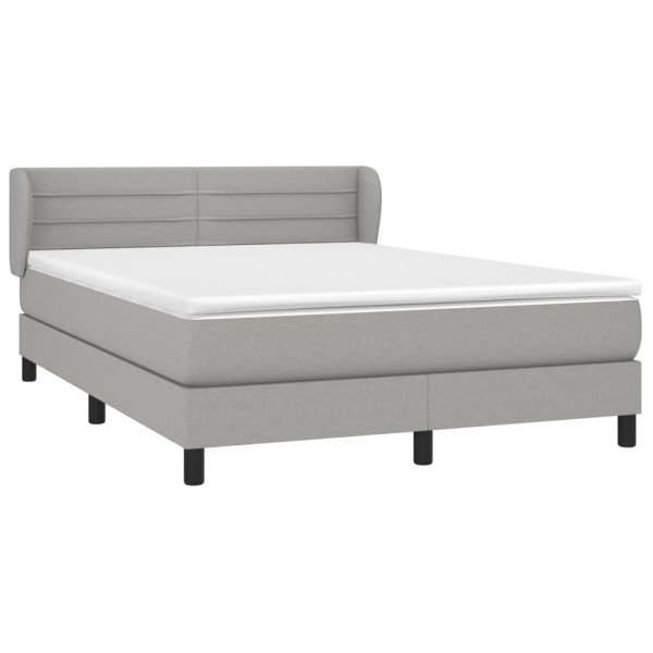 Cama box spring con colchón tela gris claro 140x190 cm M 3