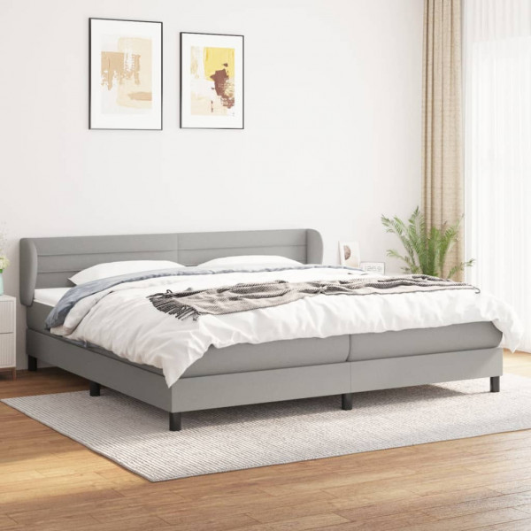 Cama box spring con colchón tela gris claro 200x200 cm D