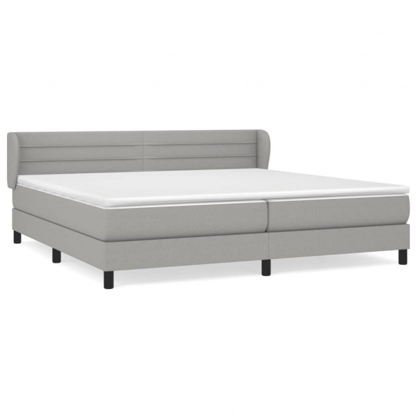 Cama box spring con colchón tela gris claro 200x200 cm M 2