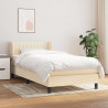 Cama box spring con colchón tela color crema 80x200 cm 1
