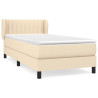 Cama box spring con colchón tela color crema 80x200 cm 2