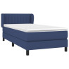 Cama box spring con colchón tela azul 100x200 cm 3