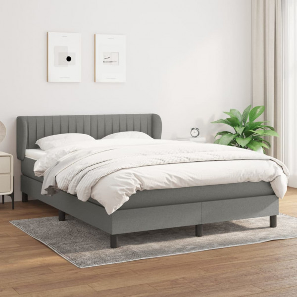 Cama box spring con colchón tela gris oscuro 140x200 cm D