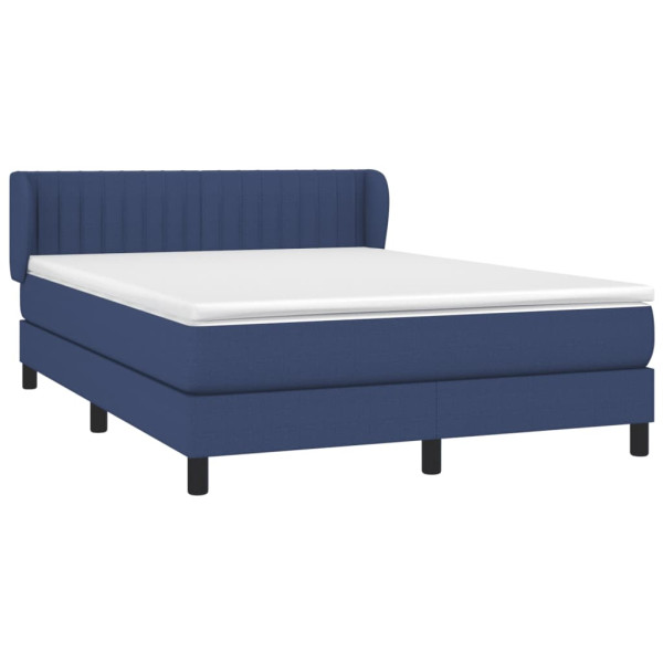 Cama box spring con colchón tela azul 140x200 cm M 3