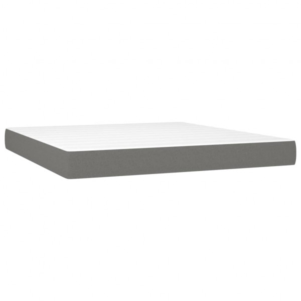 Cama box spring con colchón tela gris oscuro 160x200 cm M 5