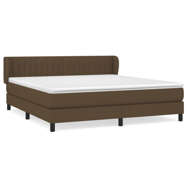 Cama box spring con colchón tela marrón oscuro 160x200 cm M 2