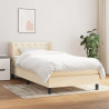 Cama box spring con colchón tela color crema 80x200 cm 1