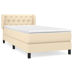 Cama box spring con colchón tela color crema 80x200 cm H