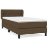 Cama com molas/colchão 90x200 cm tecido castanho-escuro 2