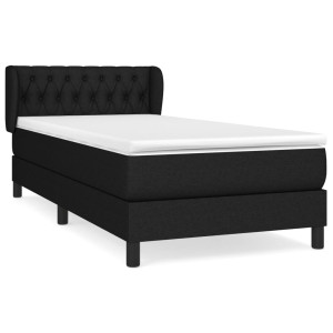 Cama box spring con colchón tela negro 100x200 cm H