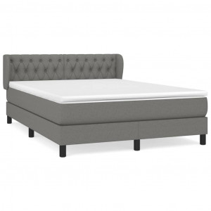 Cama box spring con colchón tela gris oscuro 140x190 cm H