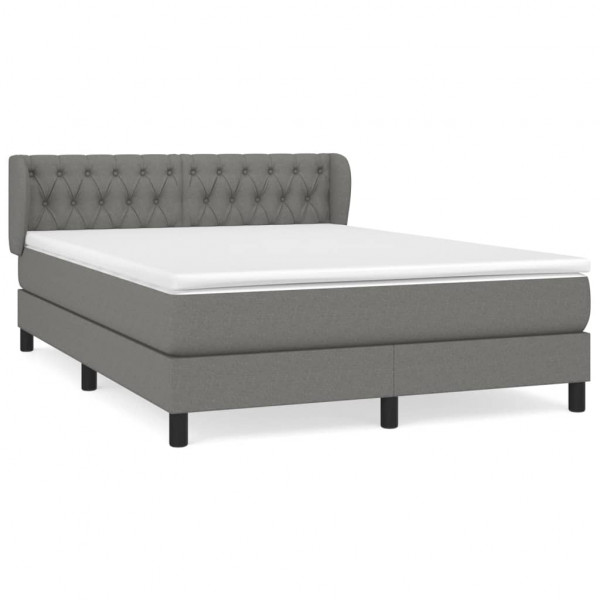 Cama box spring con colchón tela gris oscuro 140x190 cm M 2