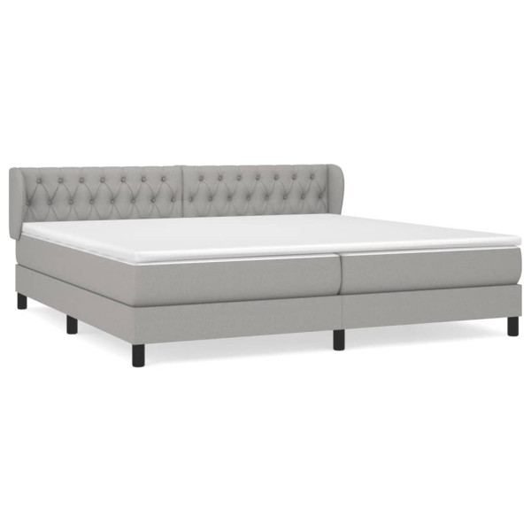 Cama box spring con colchón tela gris claro 200x200 cm M 2