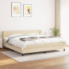 Cama box spring con colchón tela color crema 200x200 cm 1