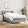 Cama box spring con colchón tela gris claro 100x200 cm 1