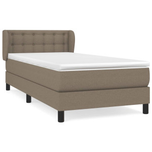 Cama box spring con colchón tela gris taupe 100x200 cm H
