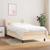 Cama box spring con colchón tela color crema 100x200 cm 1