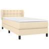 Cama box spring con colchón tela color crema 100x200 cm 3